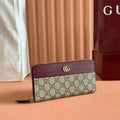 GUCCI MARMONT 19 LONG WALLET IN RED AND BEIGE CALFSKIN