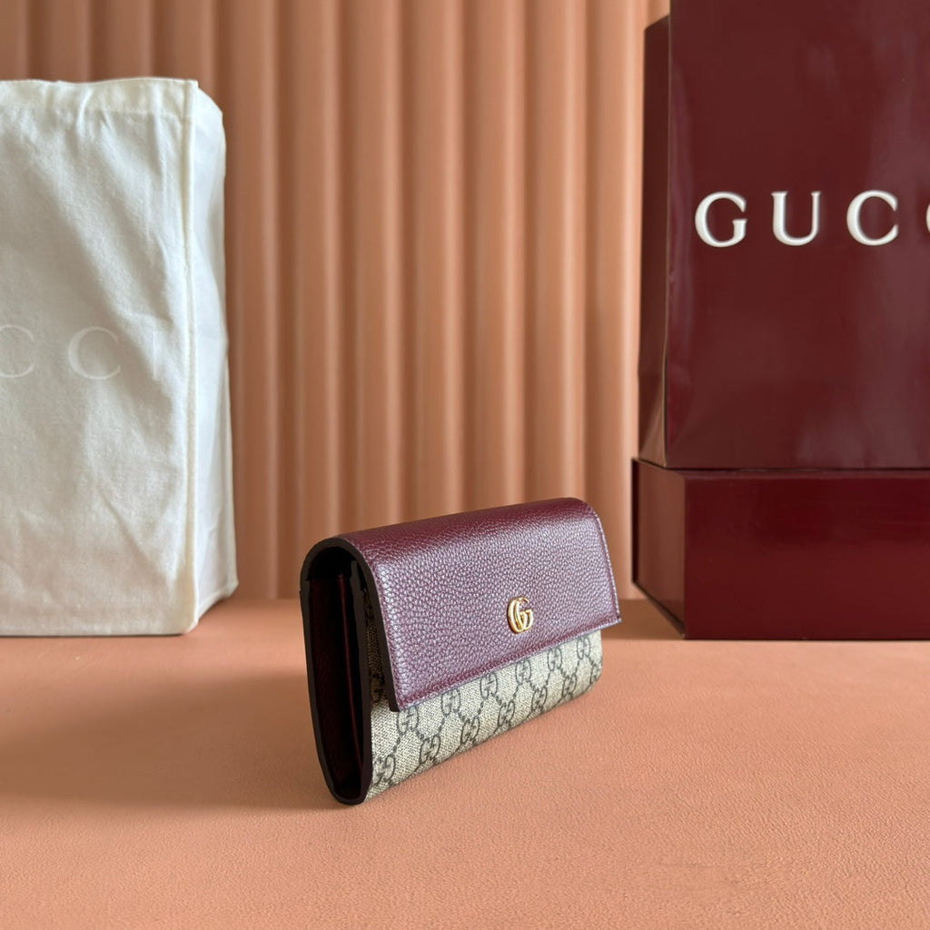 GUCCI MARMONT BAG 19 EBONY AND DARK RED CALFSKIN ON CHAIN