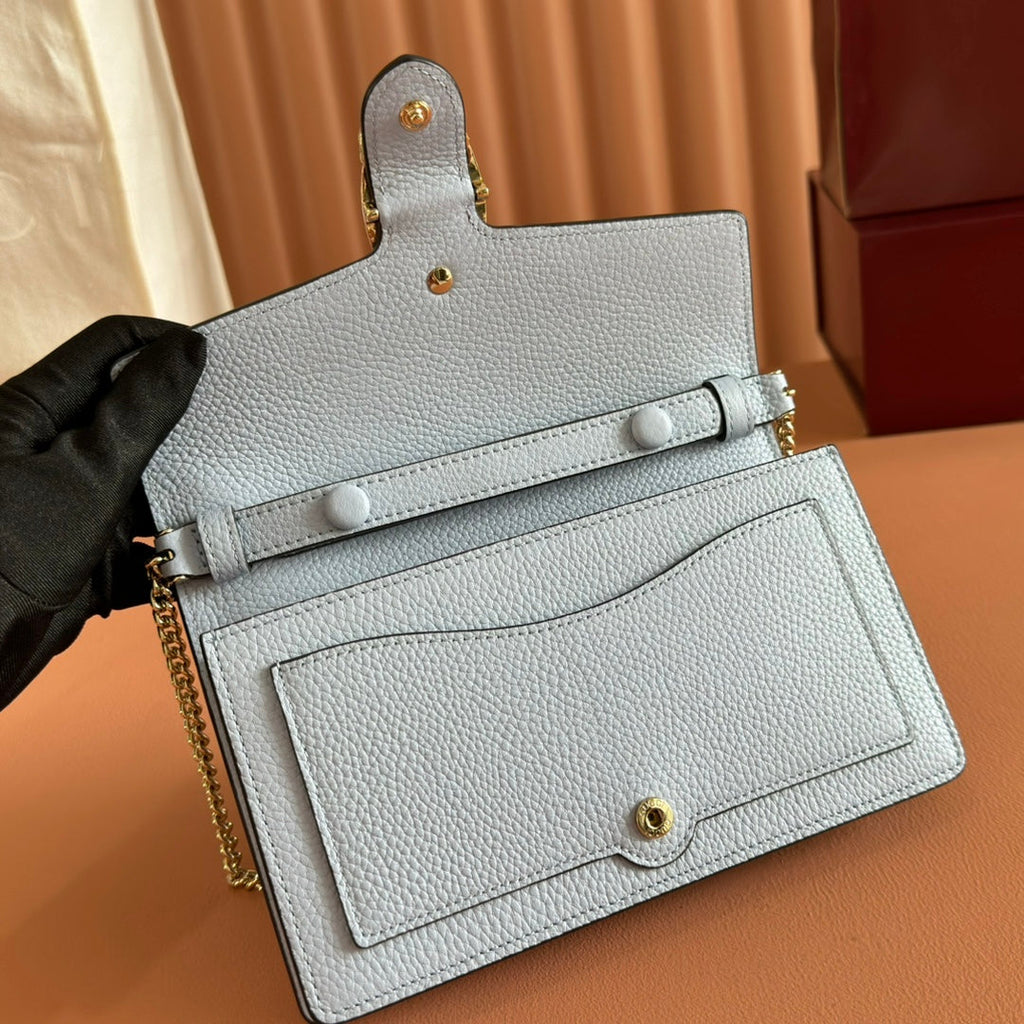 GUCCI 25S DIONYSUS WALLET ON CHAIN 20 IN LIGHT BLUE CALFSKIN