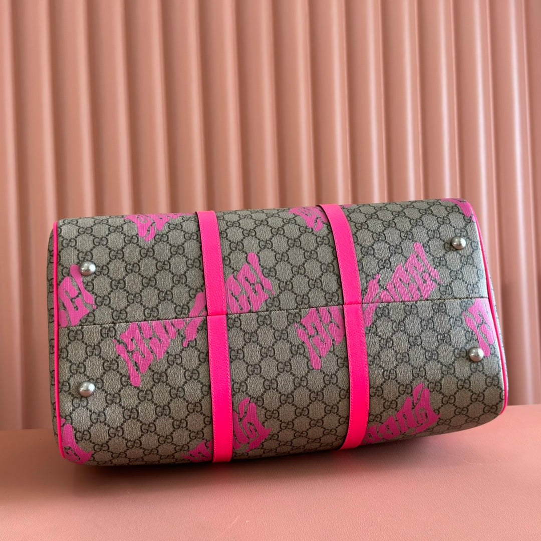 GUCCI CHROMA LARGE DUFFLE BAG 45 PINK IN  MONOGRAM CANVAS