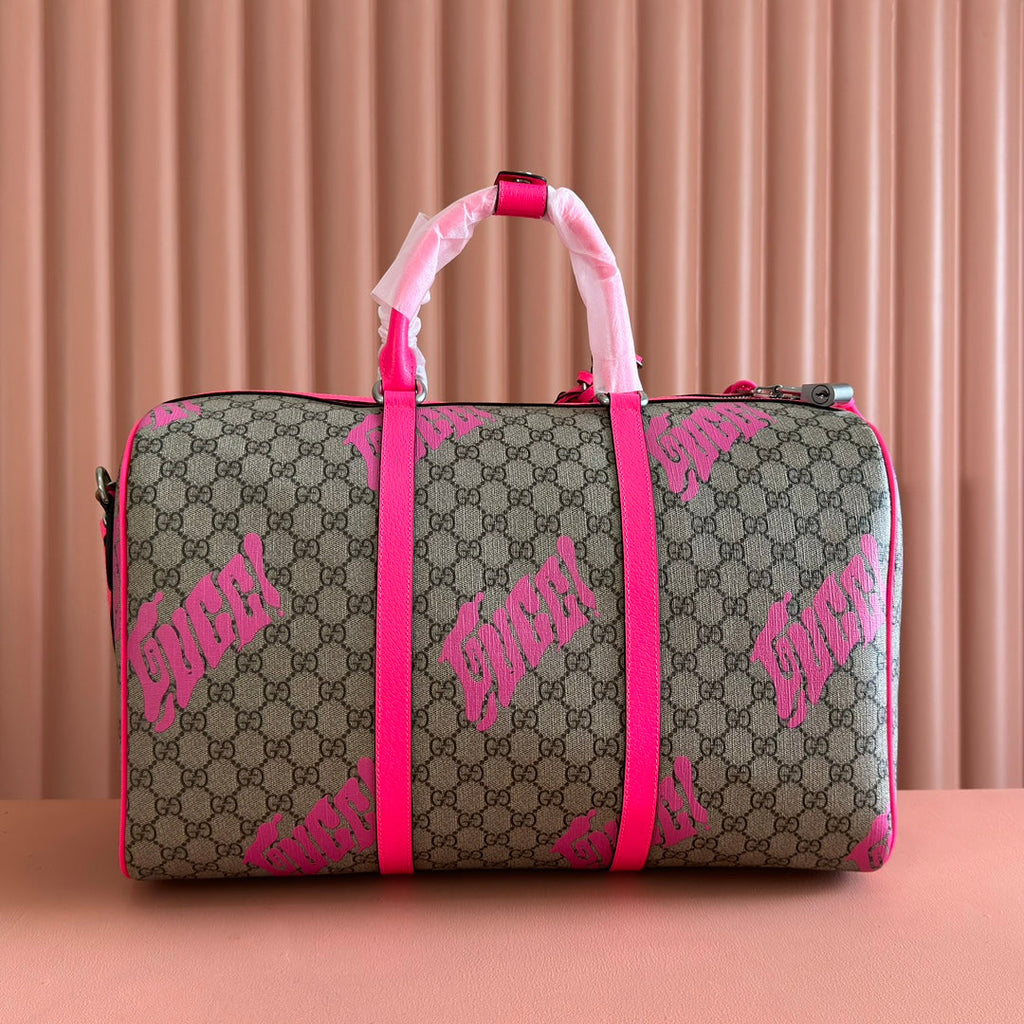 GUCCI CHROMA LARGE DUFFLE BAG 45 PINK IN  MONOGRAM CANVAS