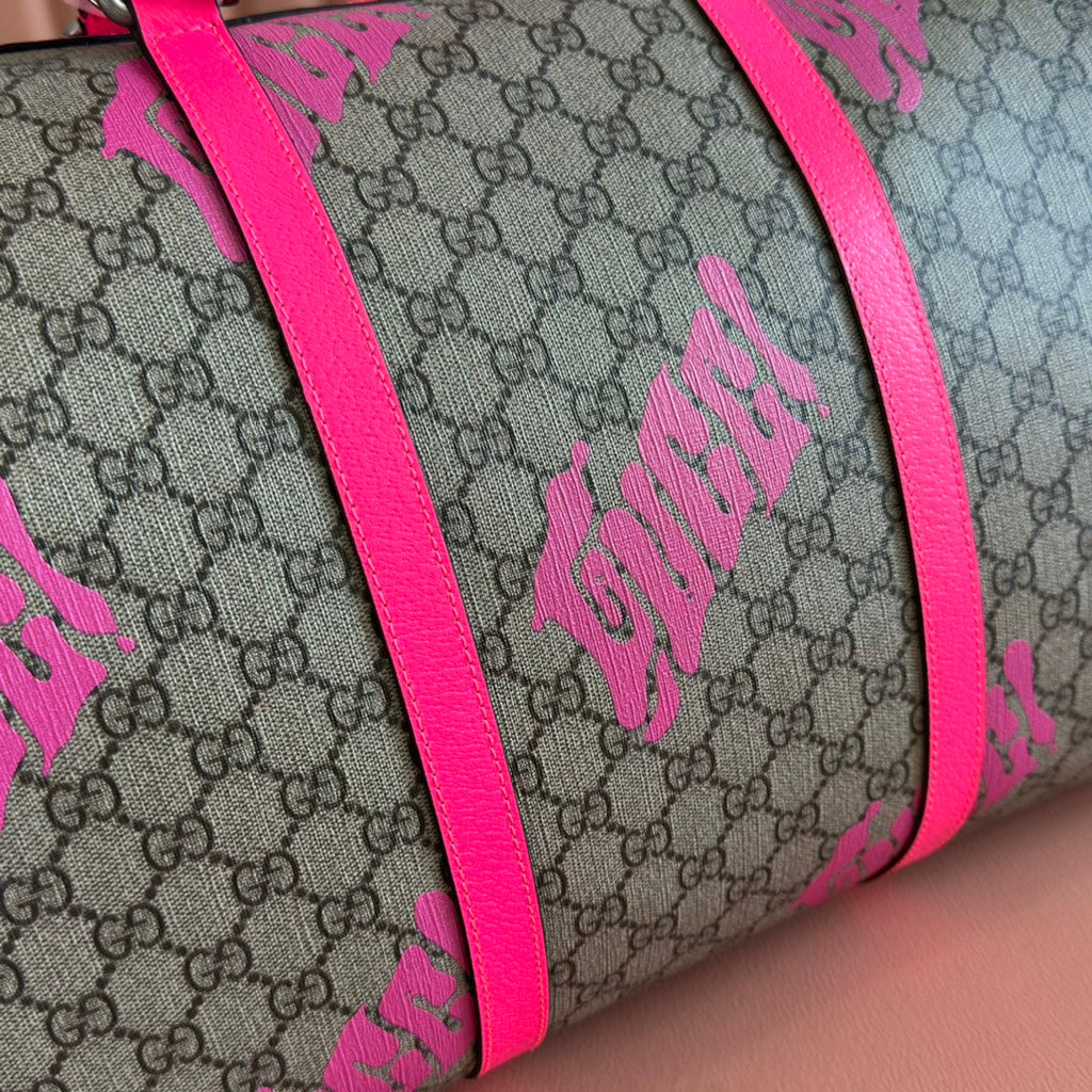 GUCCI CHROMA LARGE DUFFLE BAG 45 PINK IN  MONOGRAM CANVAS
