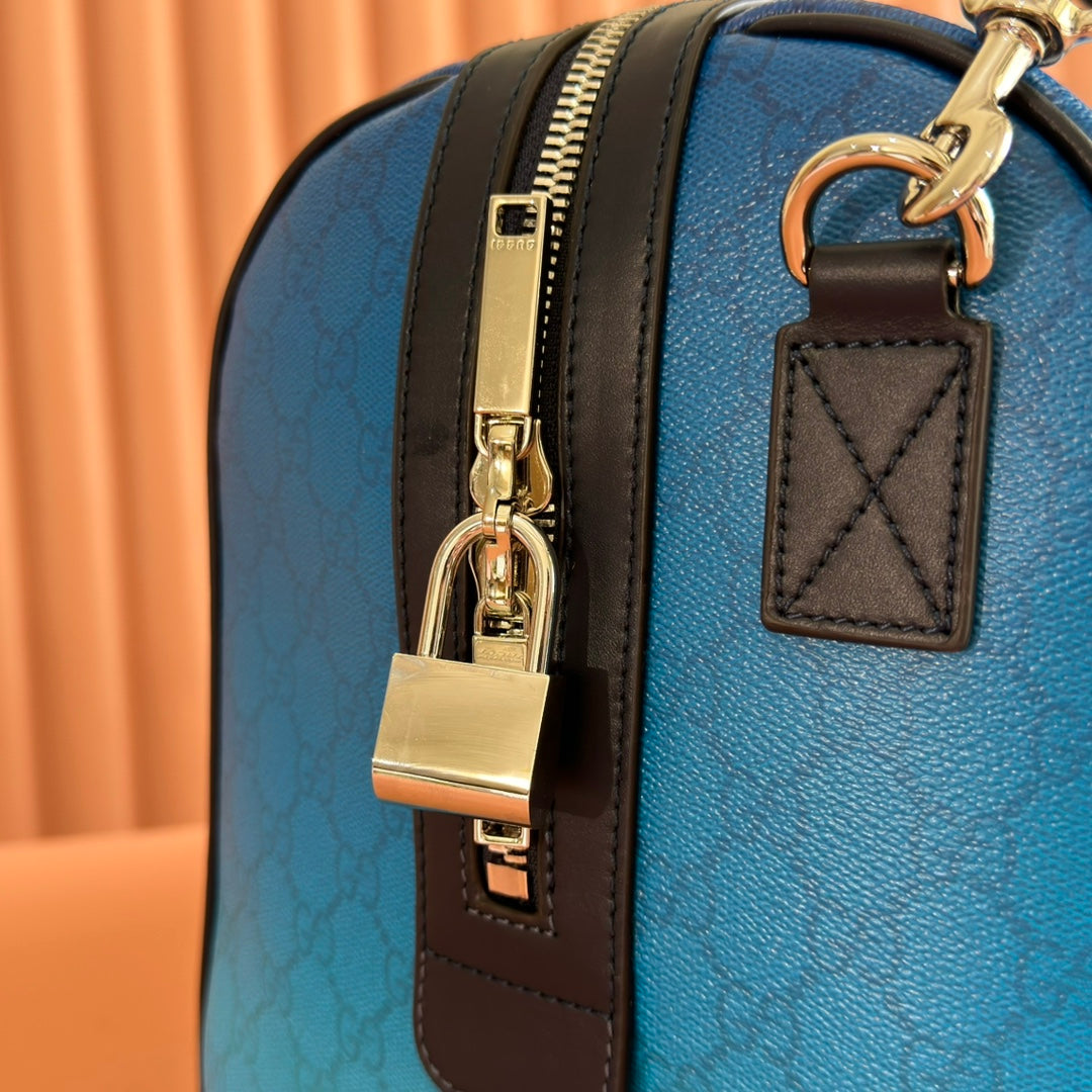 GUCCI CHROMA LARGE DUFFLE BAG 45 BLUE IN  MONOGRAM CANVAS
