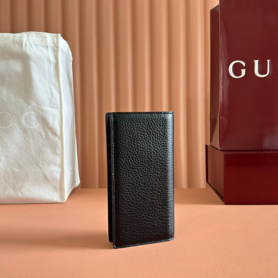 GUCCI LONG CARD 19 BLACK IN CALFSKIN CASE WITH  LOGO