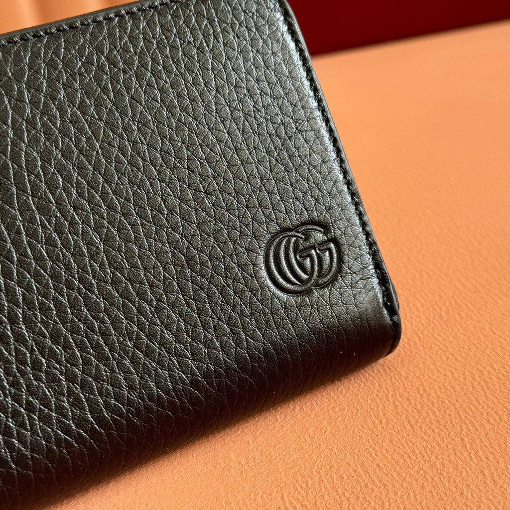 GUCCI MARMONT 19 LONG WALLET IN BLACK CALFSKIN SILVER HARDWARE