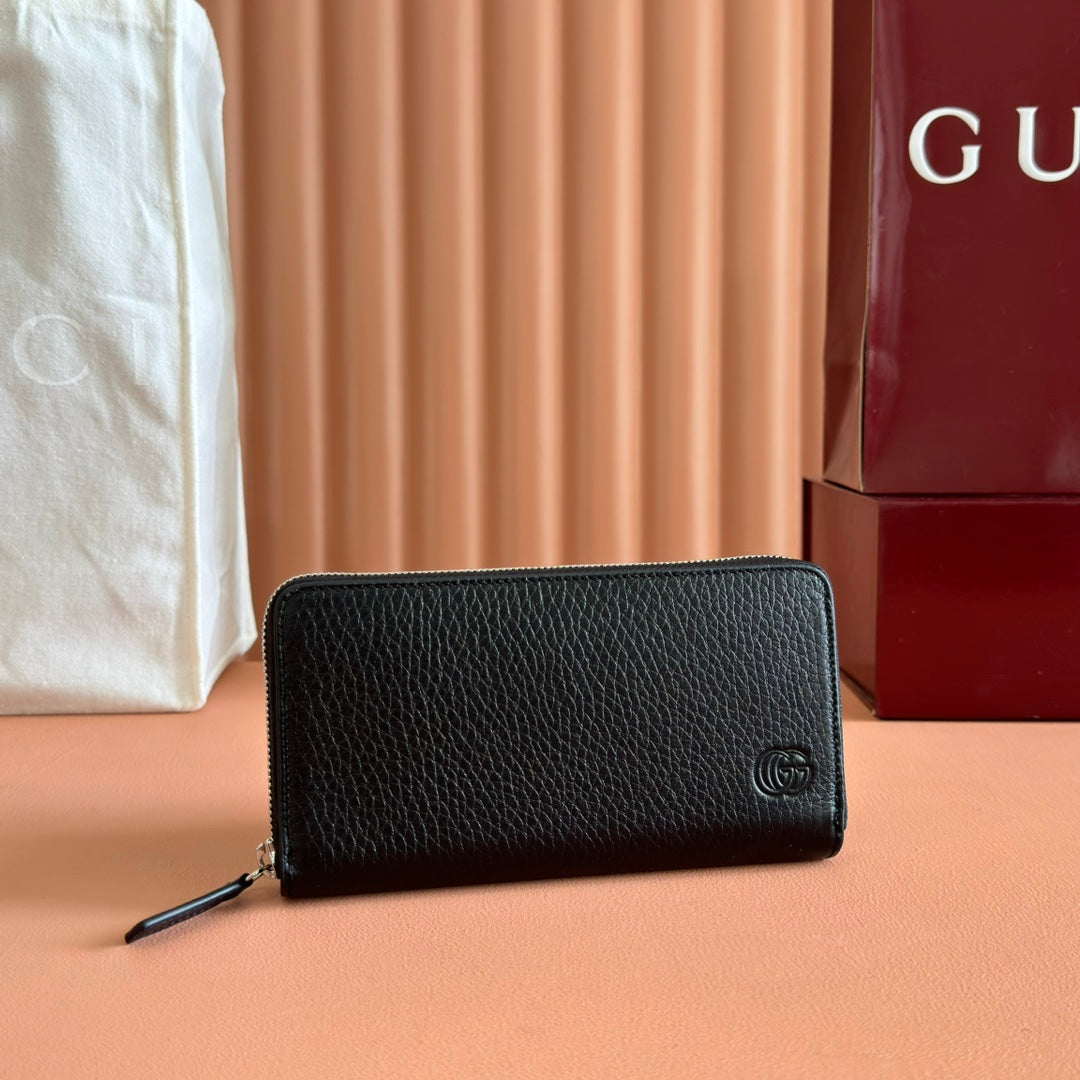 GUCCI MARMONT 19 LONG WALLET IN BLACK CALFSKIN SILVER HARDWARE