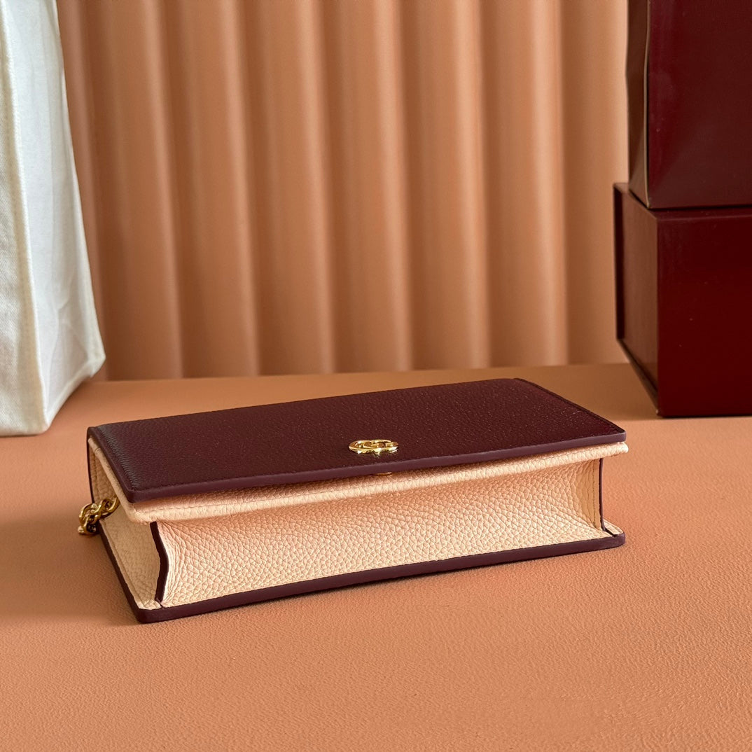 GUCCI MARMONT 20 MINI CHAIN BAG IN DARK RED CALFSKIN