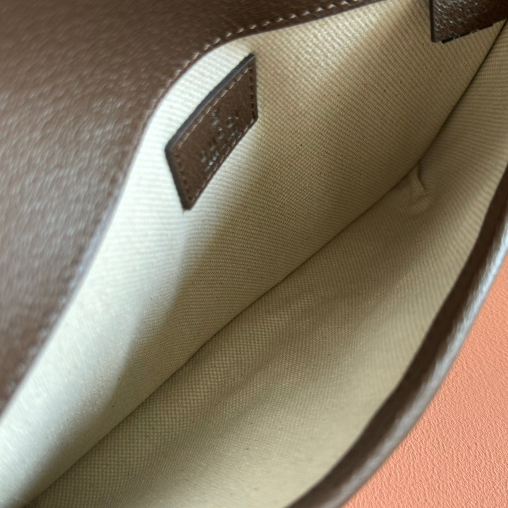 GUCCI OPHIDIA BELT BAG 24 IN BEIGE AND DARK BROWN CANVAS