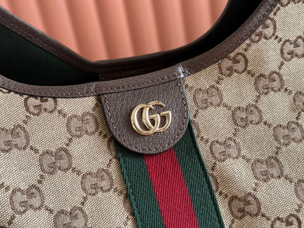 GUCCI GIGLIO LARGE TOTE BAG 60 IN BEIGE AND DARK BROWN  CANVAS