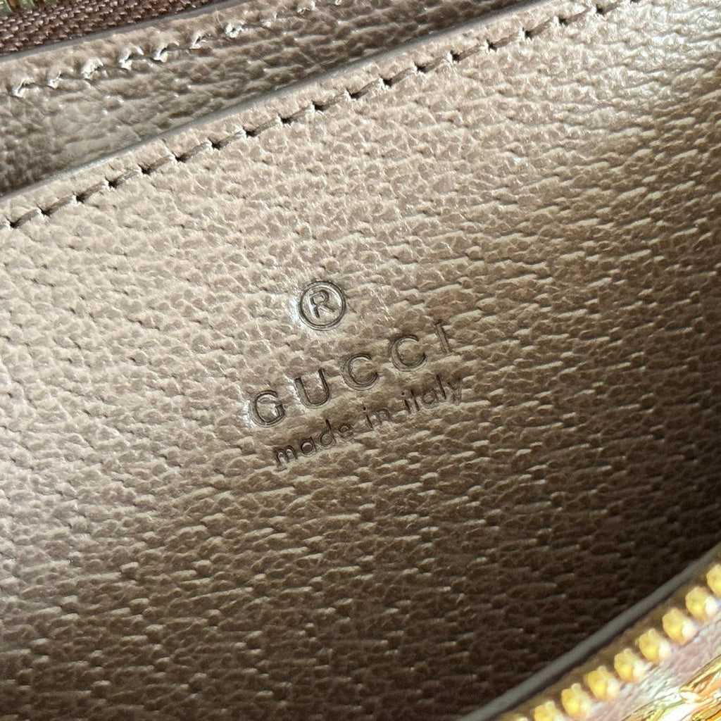 GUCCI OPHIDIA SMALL SHOULDER BAG 26 IN BEIGE AND DARK BROWN CANVAS