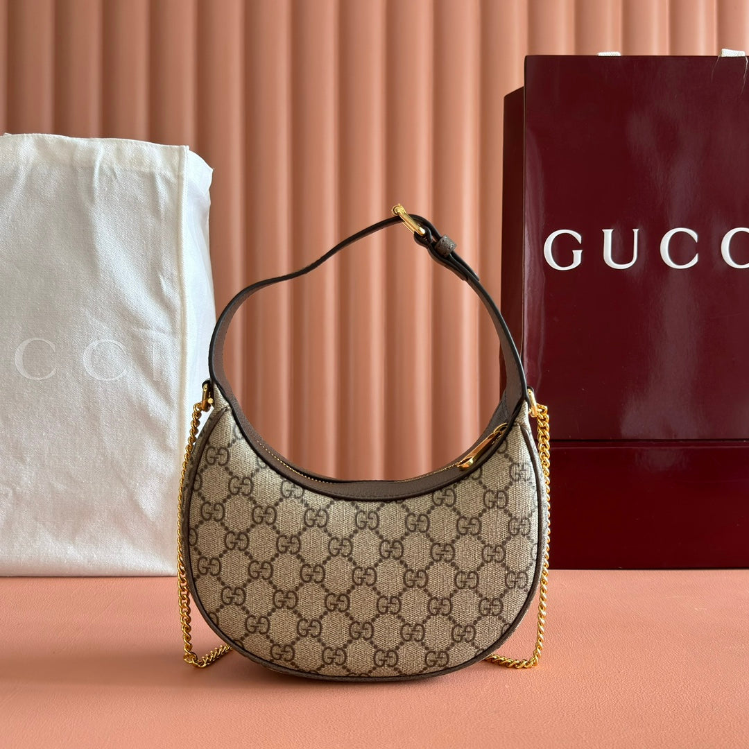 GUCCI SUPREME SHOULDER BAG 20 BROWN IN CANVAS LOGO GOLD HARDWARE