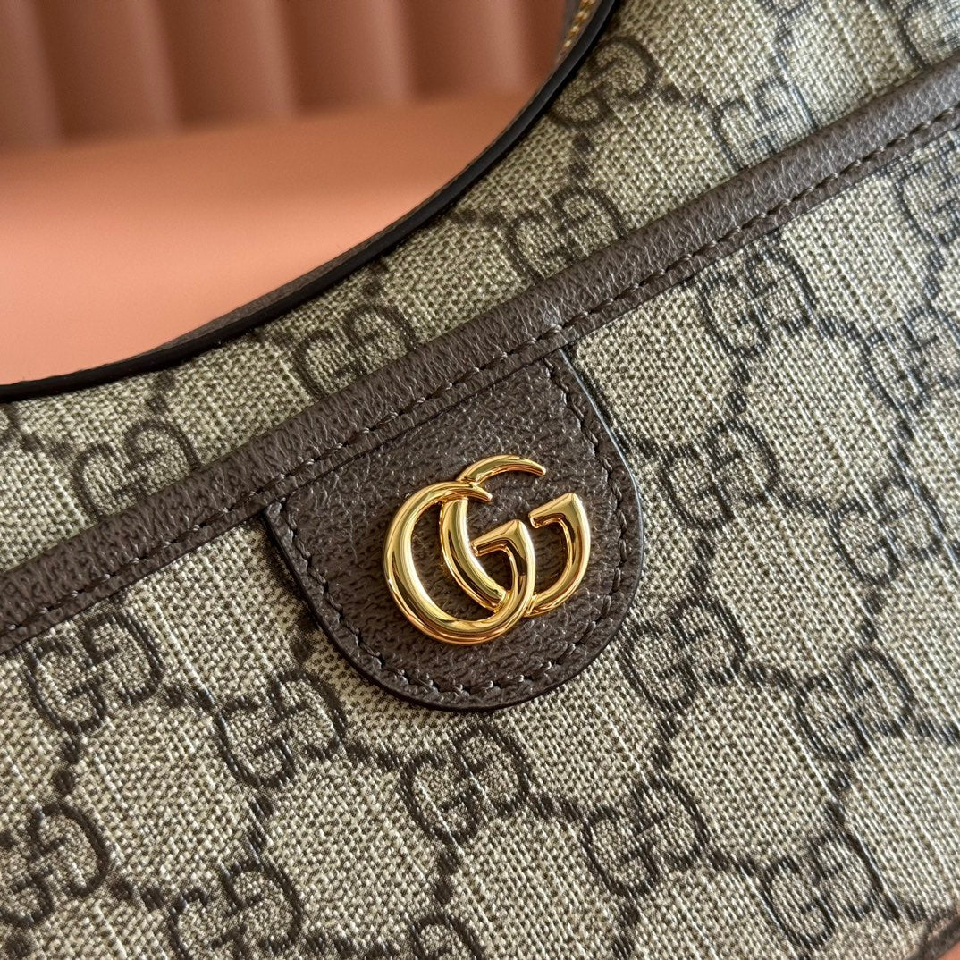 GUCCI SUPREME SHOULDER BAG 20 BROWN IN CANVAS LOGO GOLD HARDWARE