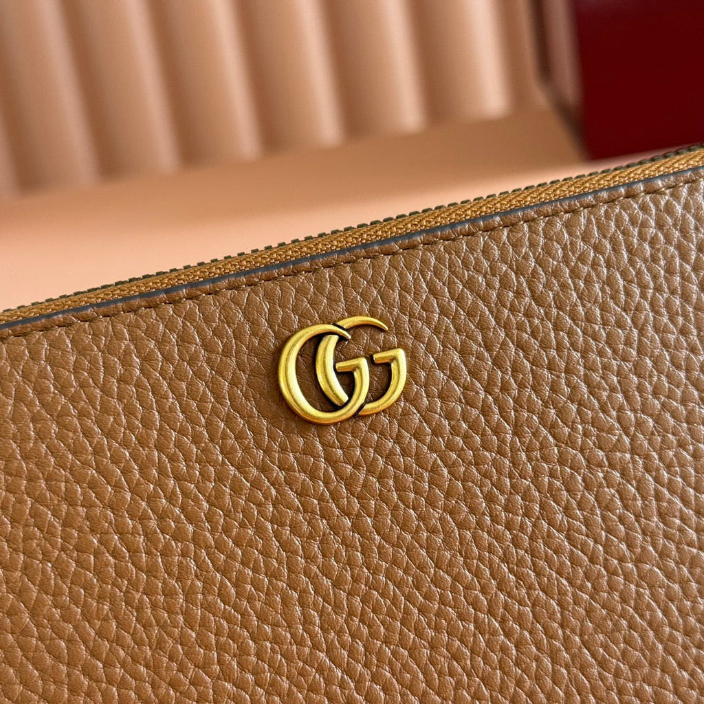 GUCCI 25S MARMONT WALLET 19 IN BROWN CALFSKIN GOLD HARDWARE