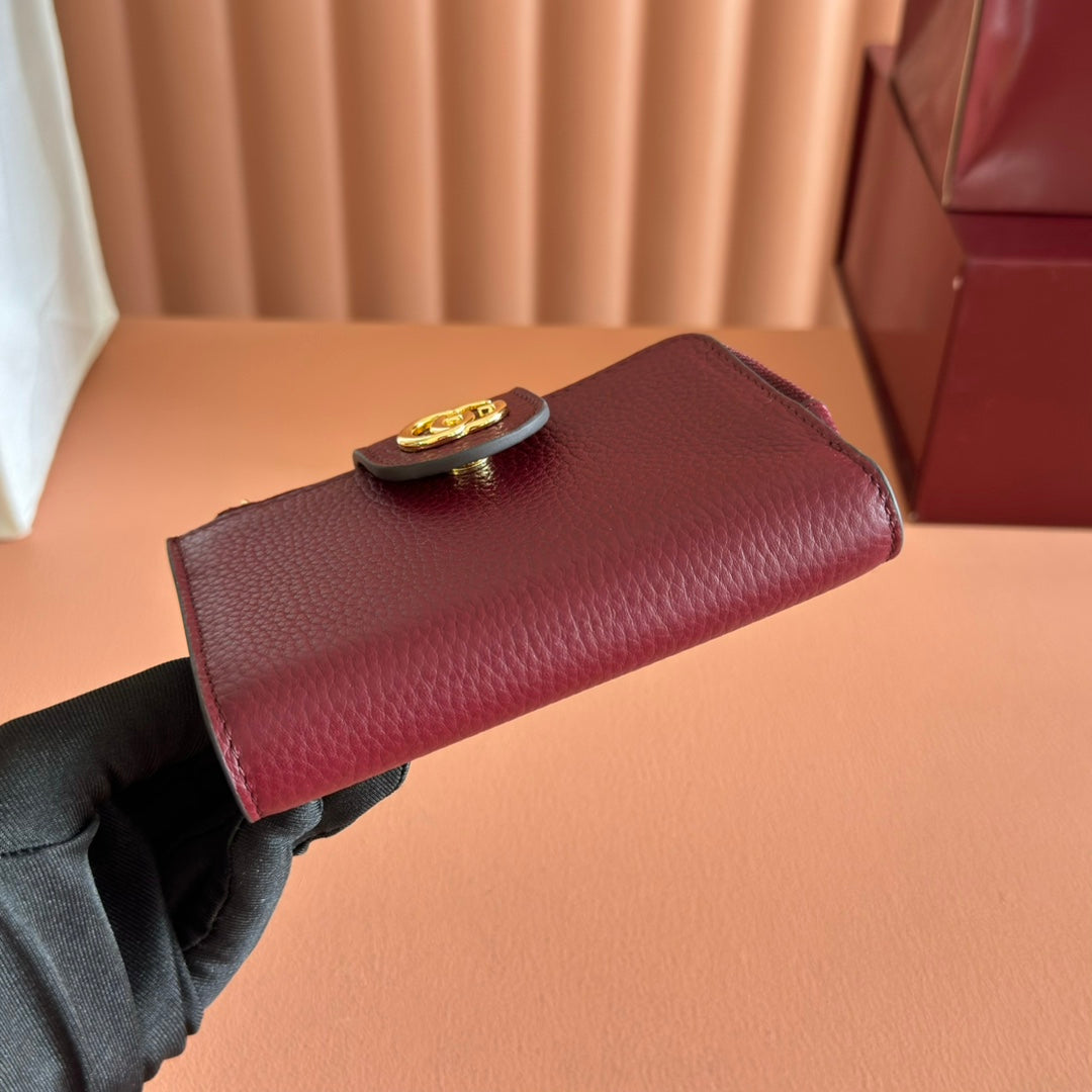 GUCCI 25S MARMONT WALLET 13 IN RED CALFSKIN GOLD HARDWARE