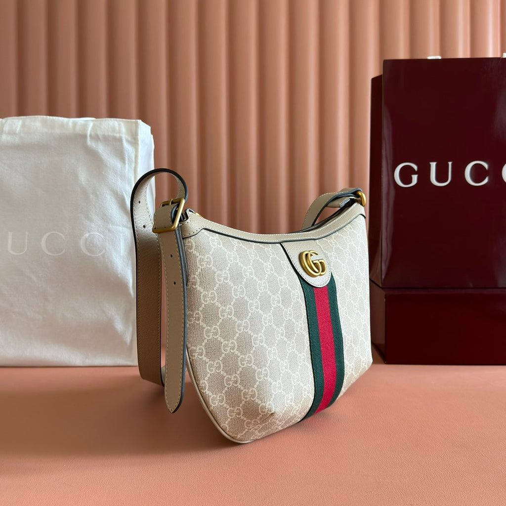 GUCCI 25S EPILOGUE BAG 30 IN BEIGE AND WHITE CALFSKIN