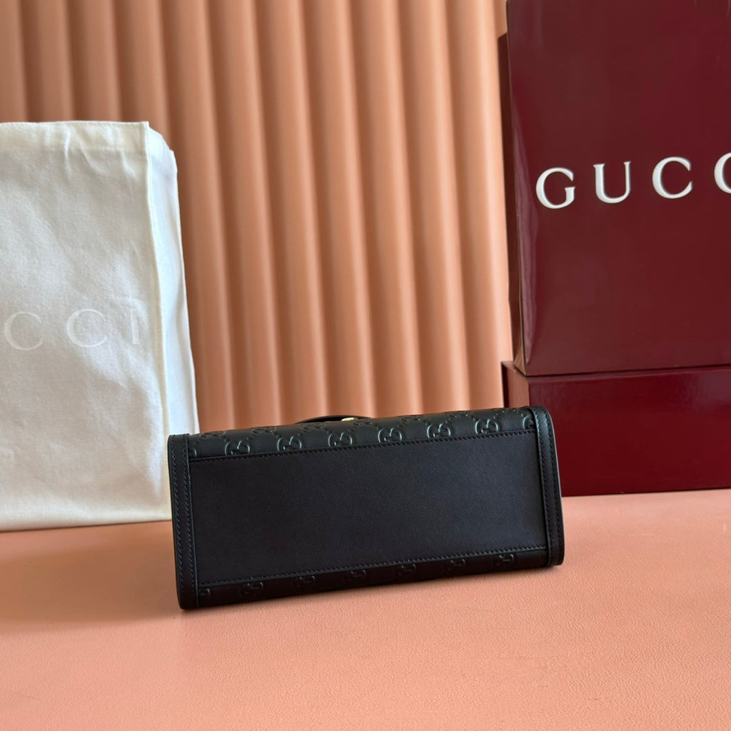 GUCCI 26S PADLOCK BAG 26 IN BLACK EMBOSSED CALFSKIN