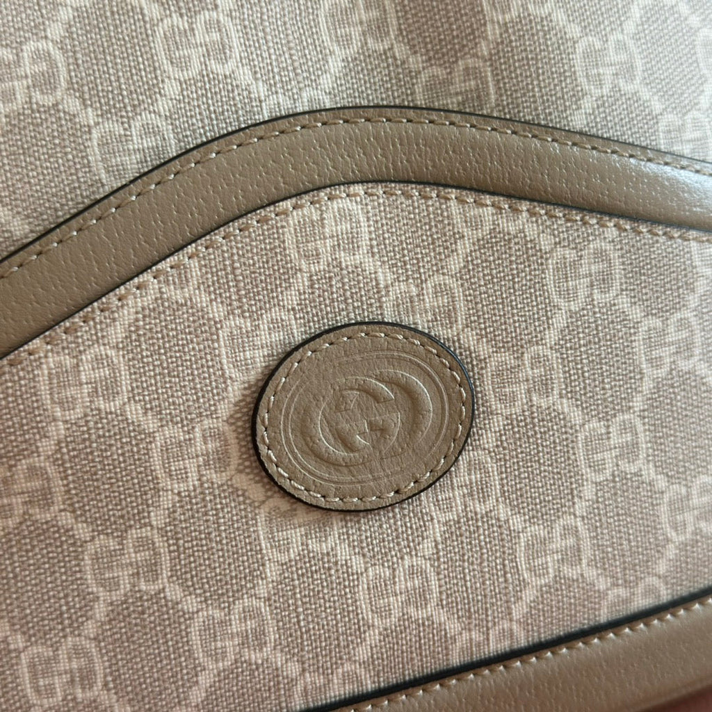 GUCCI 26S SHOULDER BAG 25 IN BEIGE COATED CANVAS