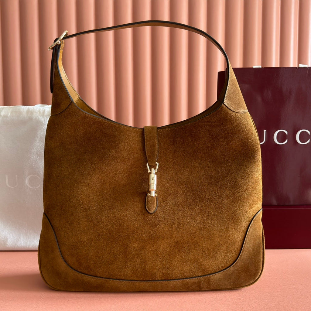 GUCCI 25S JACKIE GIORNO 44 CM IN BROWN SUEDE