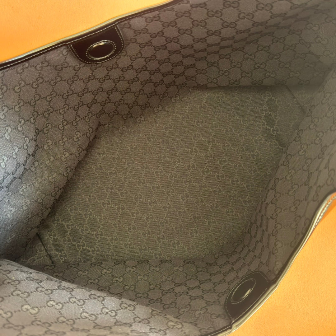 GUCCI 26S GIGLIO LARGE TOTE BAG 60 IN BLACK SHINY CALFSKIN