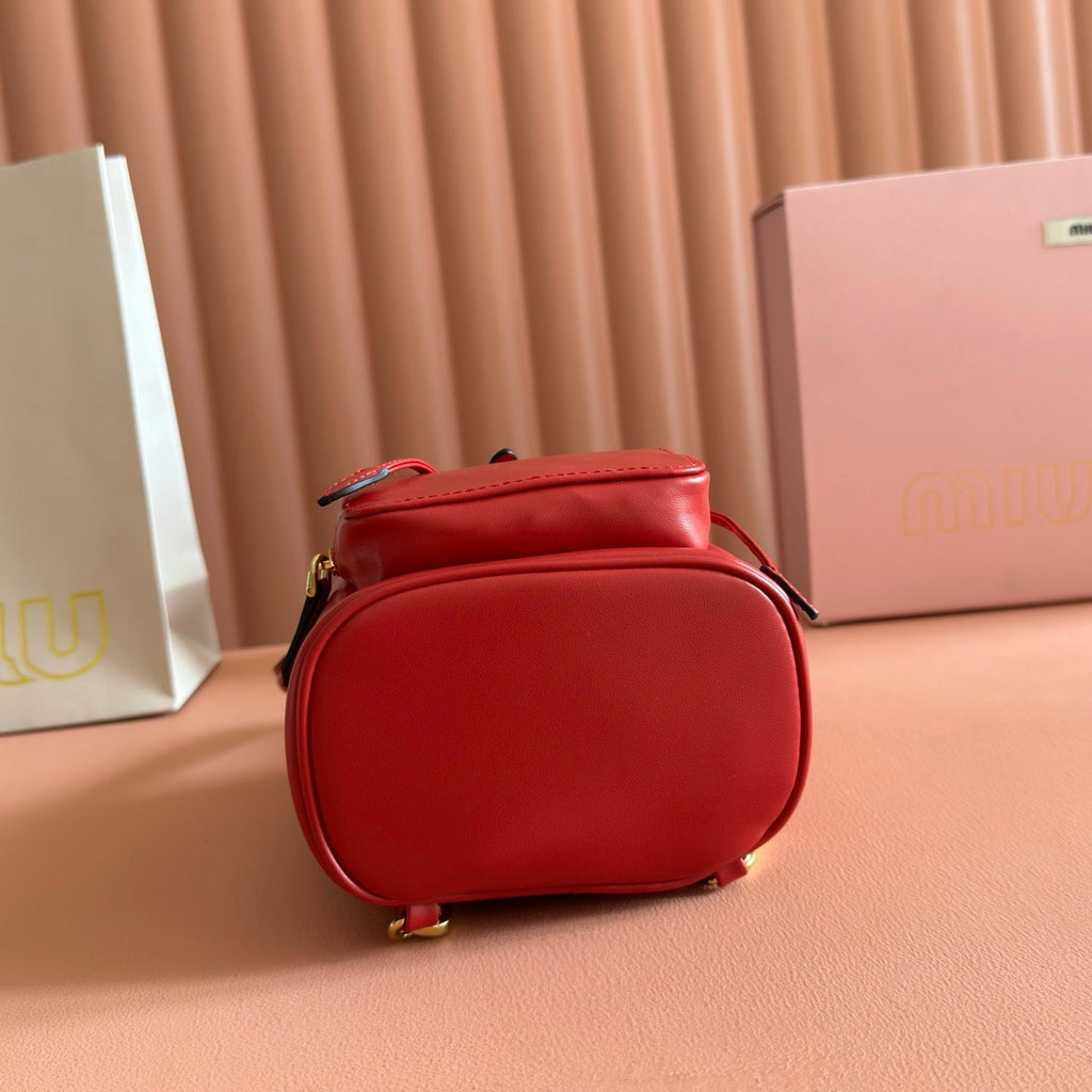 MIUMIU 26S MINI-BACKPACK 17 IN DARK RED CALFSKIN GOLD HARDWARE