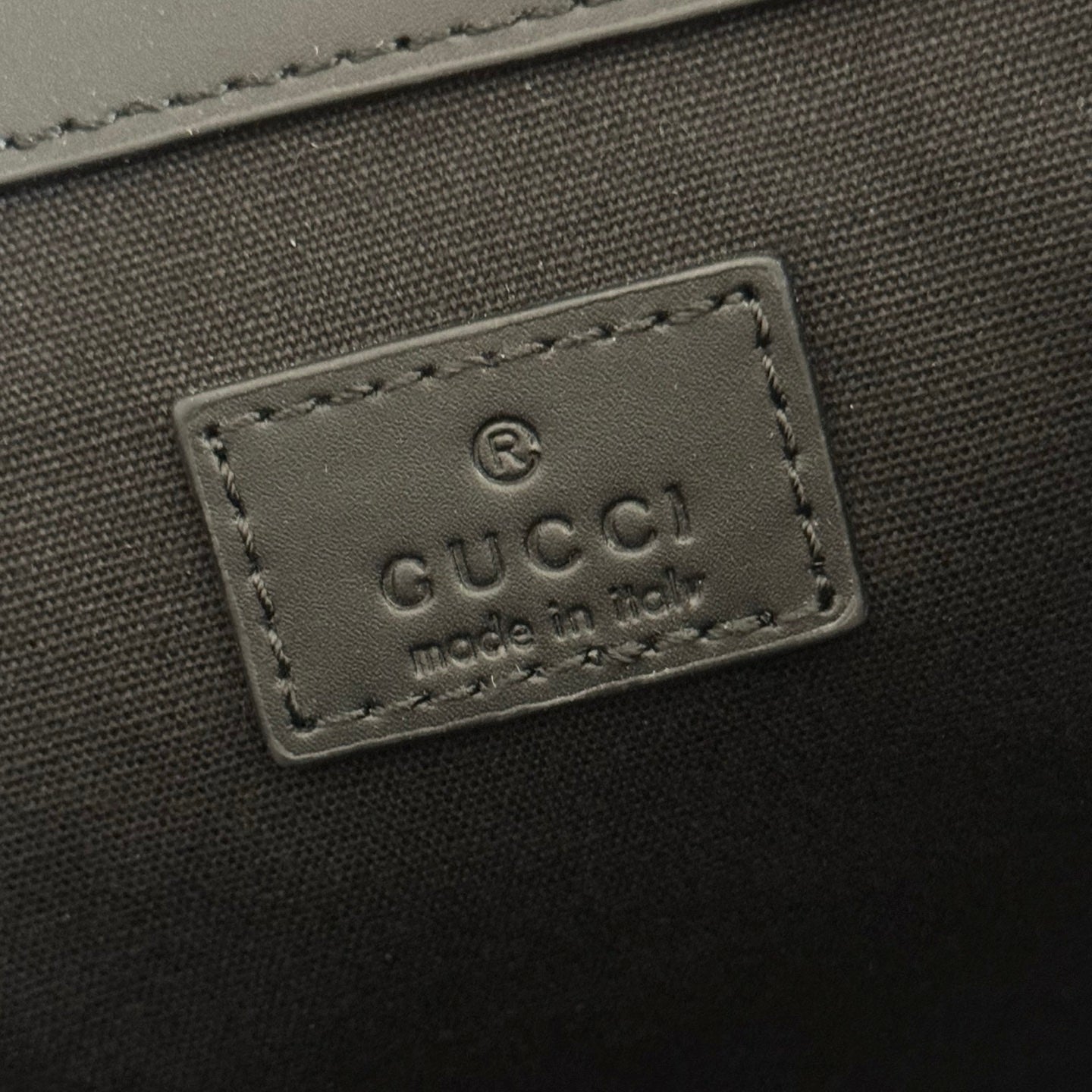 GUCCI 26S  EMBLEM BACKPACK 44 IN BLACK EMBOSSED CALFSKIN