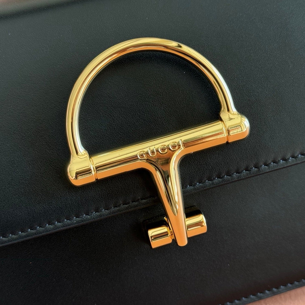 GUCCI 26S SIENA TOP HANDLE BAG 19 IN BLACK CALFSKIN