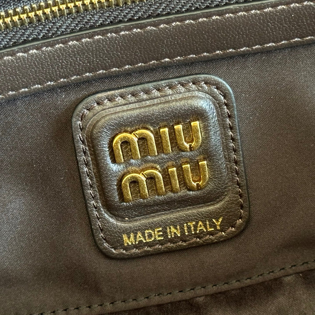 MIUMIU 26S BEAU TOP HANDLE BAG 28 IN BLACK CALFSKIN GOLD HARDWARE