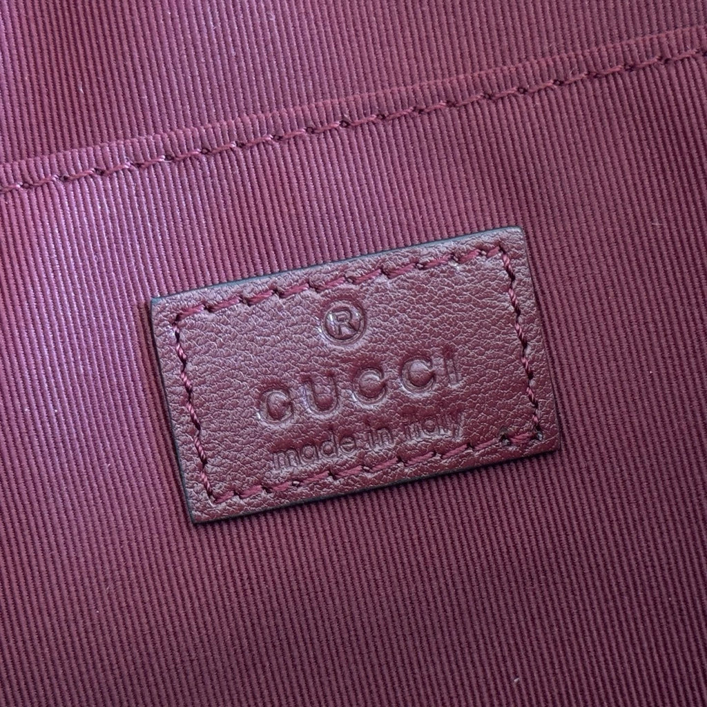 GUCCI 26S  MARMONT SHOULDER BAG 24 IN DARK RED CALFSKIN