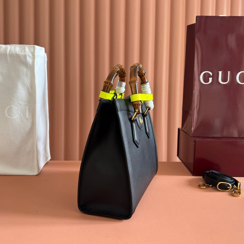 GUCCI 26S DIANA TOTE BAG 27 IN BLACK CALFSKIN