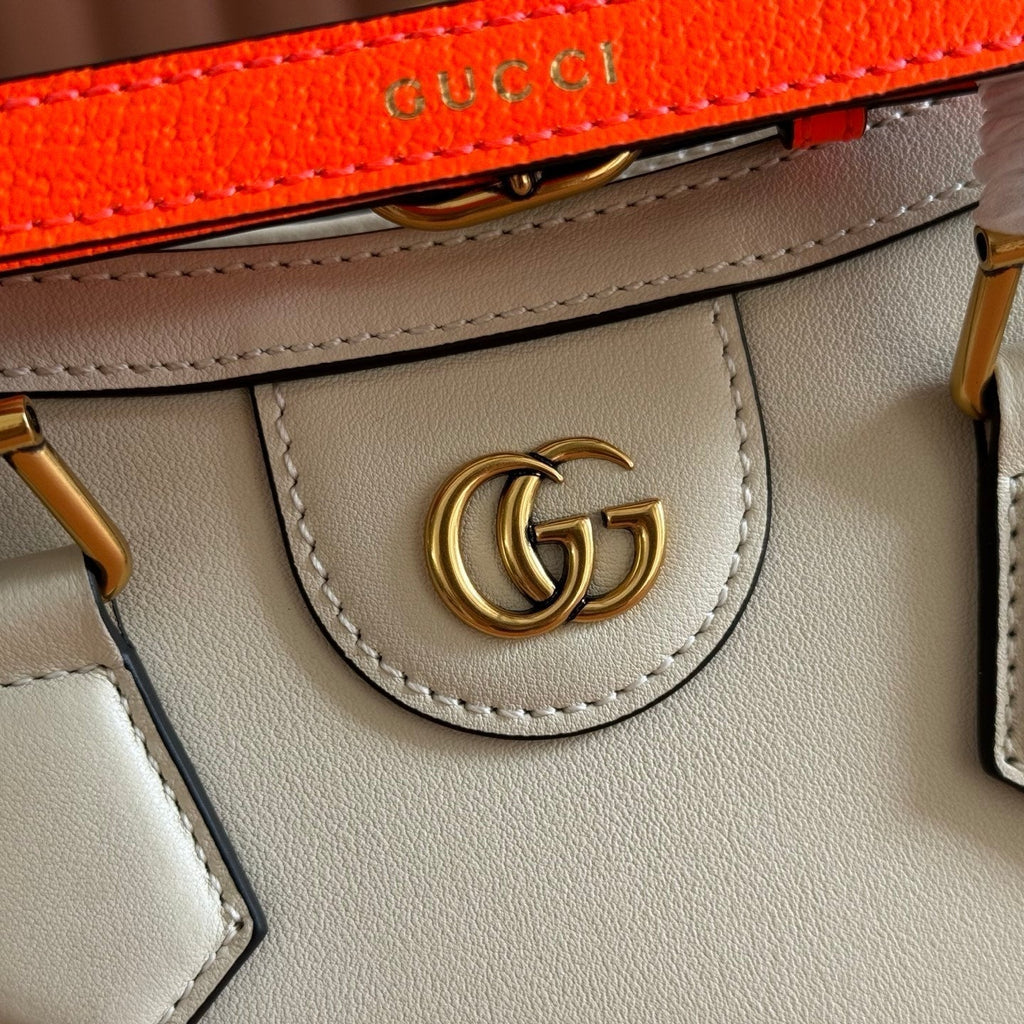 GUCCI 26S DIANA TOTE BAG 20 IN CREAM WHITE CALFSKIN