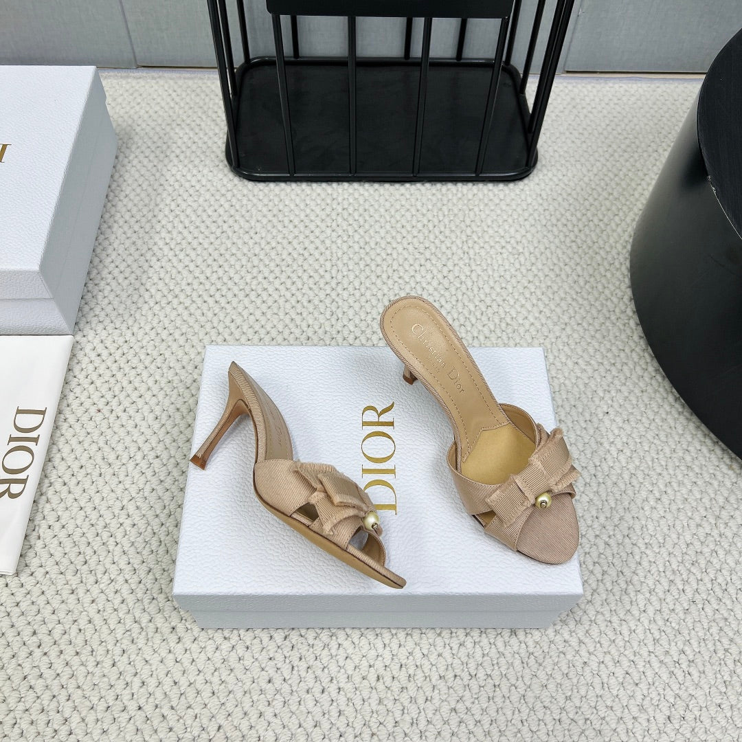DIOR HIGH AABLE MULE IN BISQUE BEIGE FABRIC