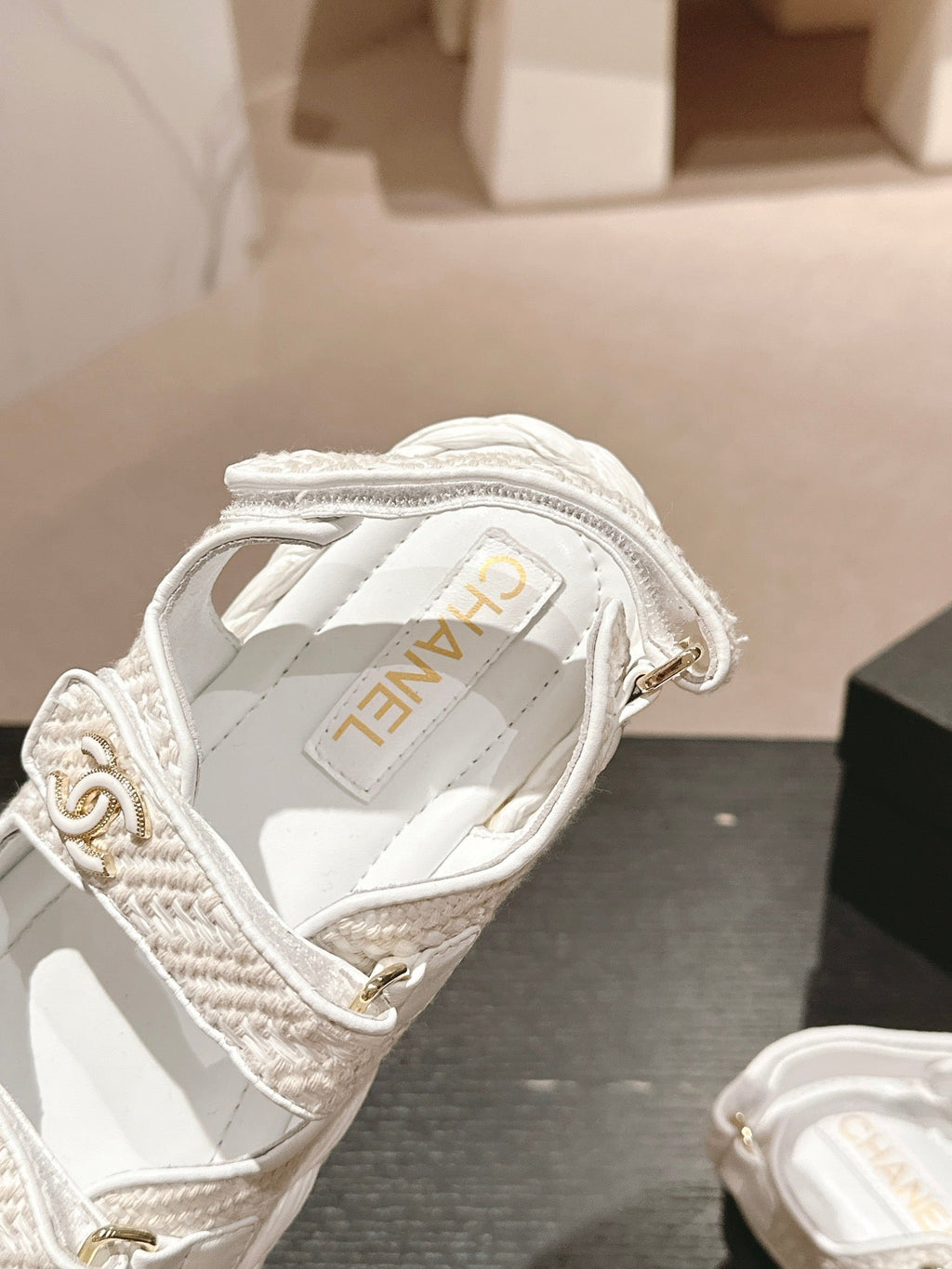 CHANEL DAD SANDALS IN WHITE CALFSKIN
