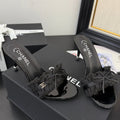 CHANEL BLACK GROSGRAIN CANVAS BOW MULE SANDALS 90 MM