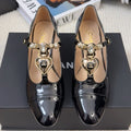 CHANEL MARY JANE SHOES IN BLACK PATENT CALFSKIN 55 MM