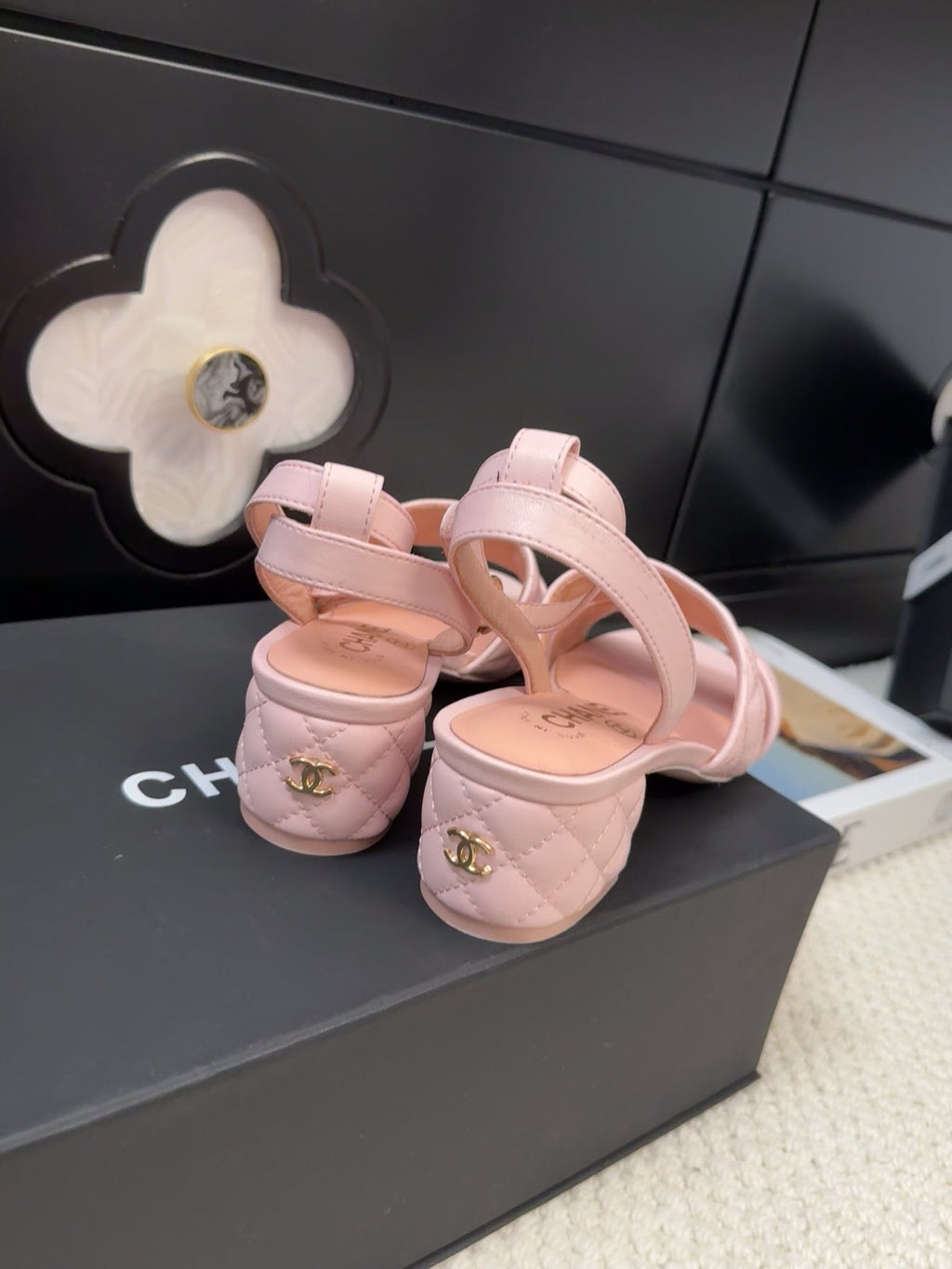 CHANEL 25C Sandal 45mm Open Heel Pink Lambskin 233489