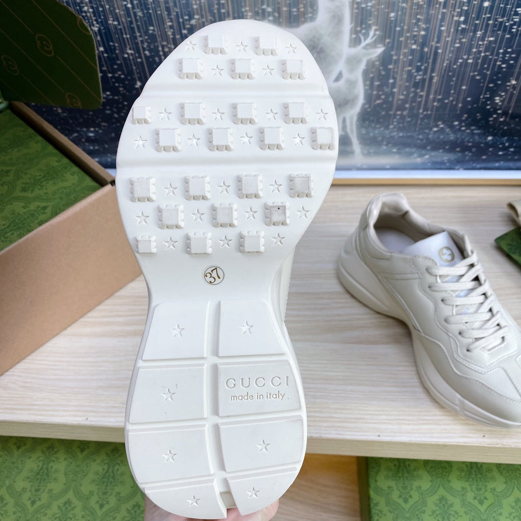 GUCCI COUPLE TRAINER WHITE CALFSKIN WITH LEMON ICON