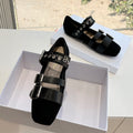 DIOR PUNK BALLET FLAT IN BLACK SUEDE AND SUPPLE CALFSKIN