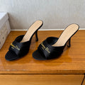 DIOR PEEP TOE SANDAL 25S HEELS 10CM IN BLACK SATIN