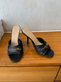 DIOR PEEP TOE SANDAL 25S HEELS 10CM IN BLACK CALFSKIN