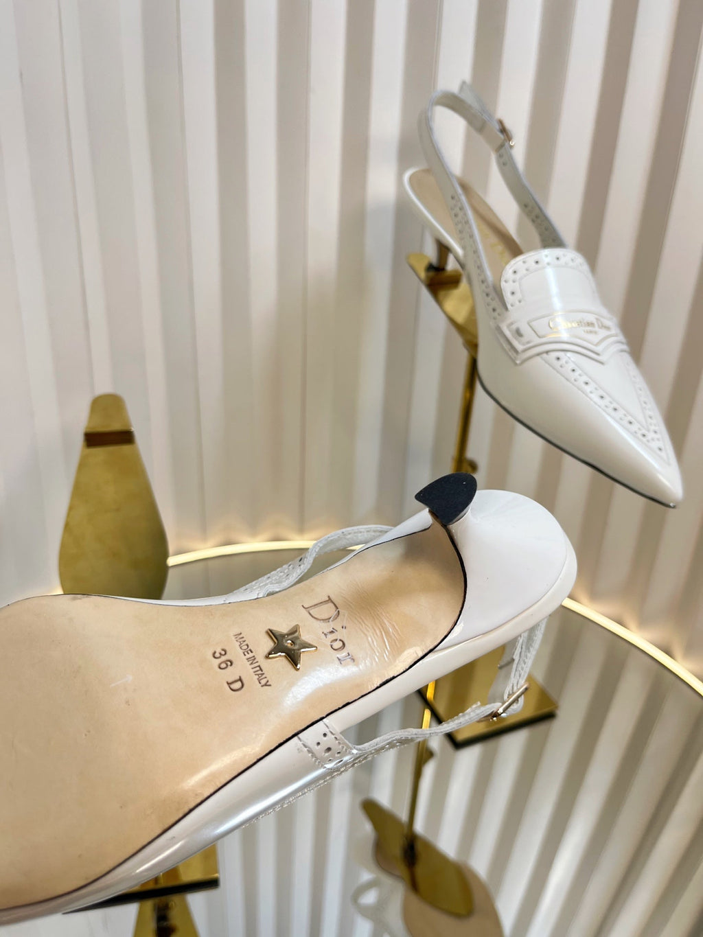 DIOR BOY SLINGBACK PUMP 35MM 25S IN WHITE CALFSKIN