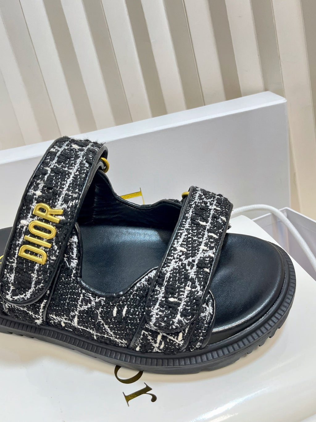 DIOR ACT SLIDES 25MM IN BLACK TWEED