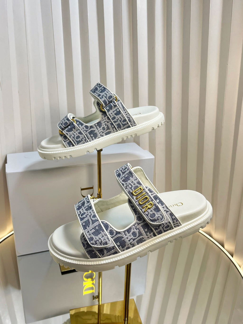 DIOR ACT SLIDES 25MM IN GRAY TWEED