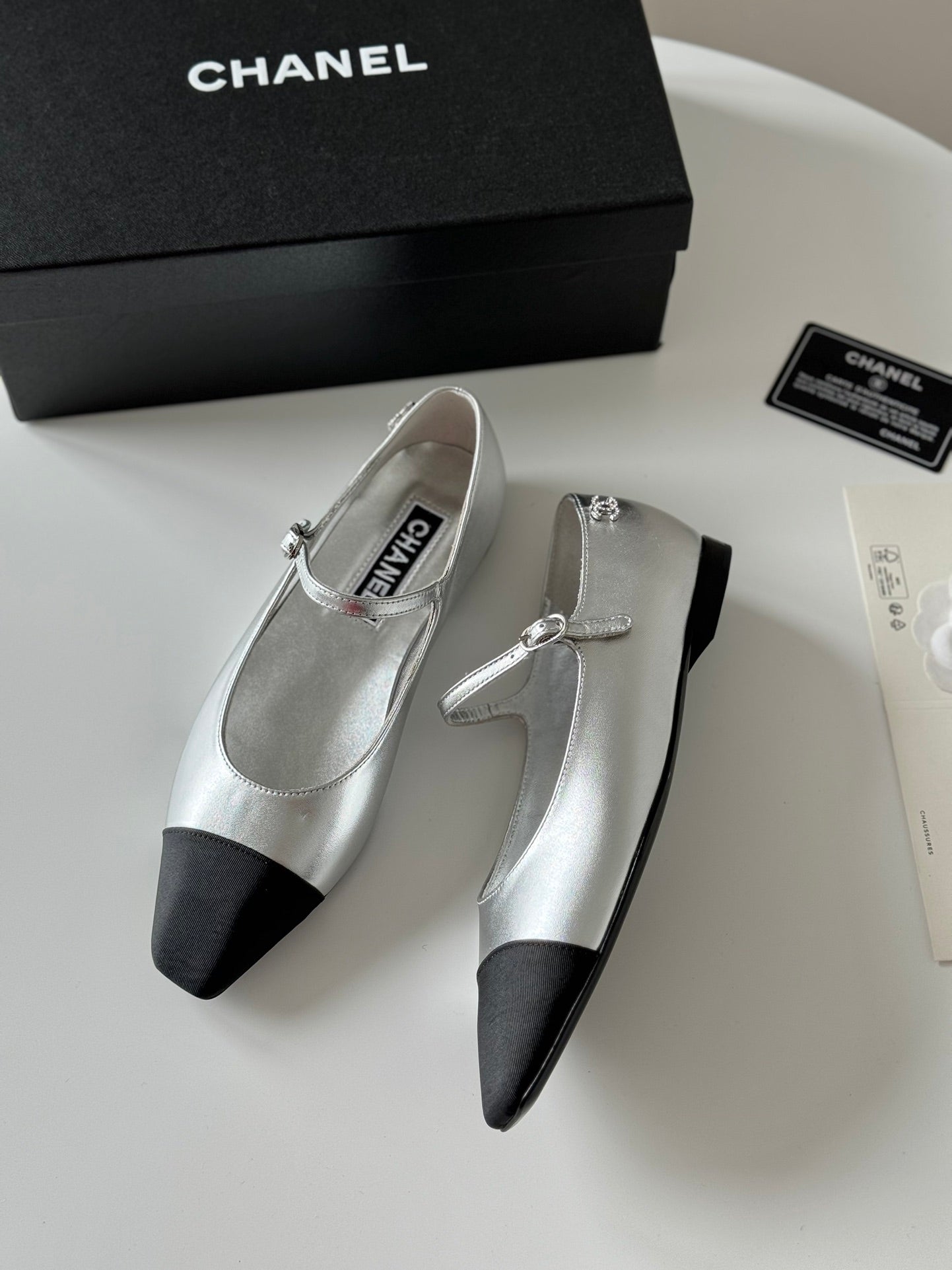 CHANEL MARY JANE SILVER MIX BLACK CALFSKIN