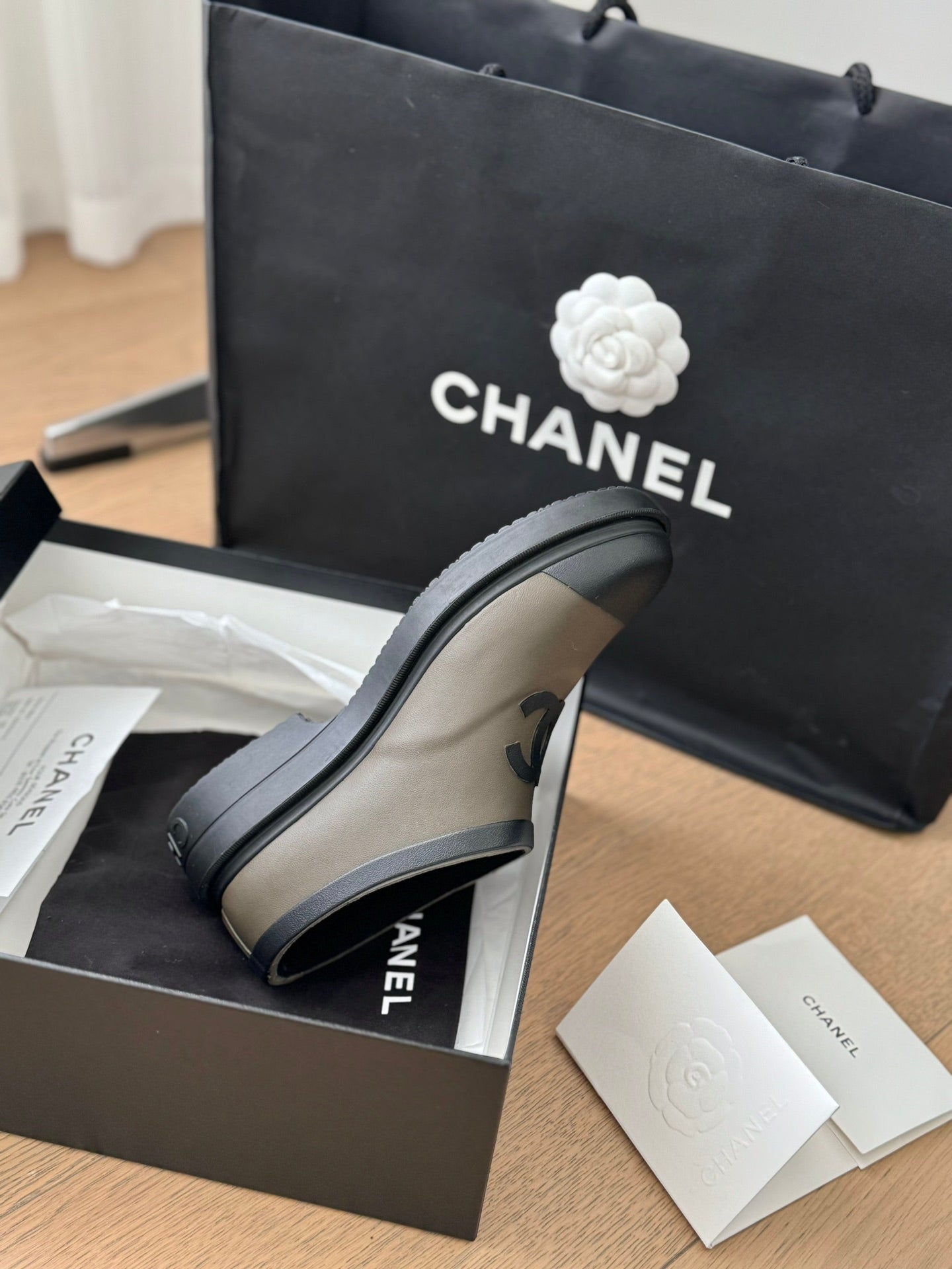 CHANEL SHORT BOOTS IN MOCHA BROWN MIX BLACK RUBBER