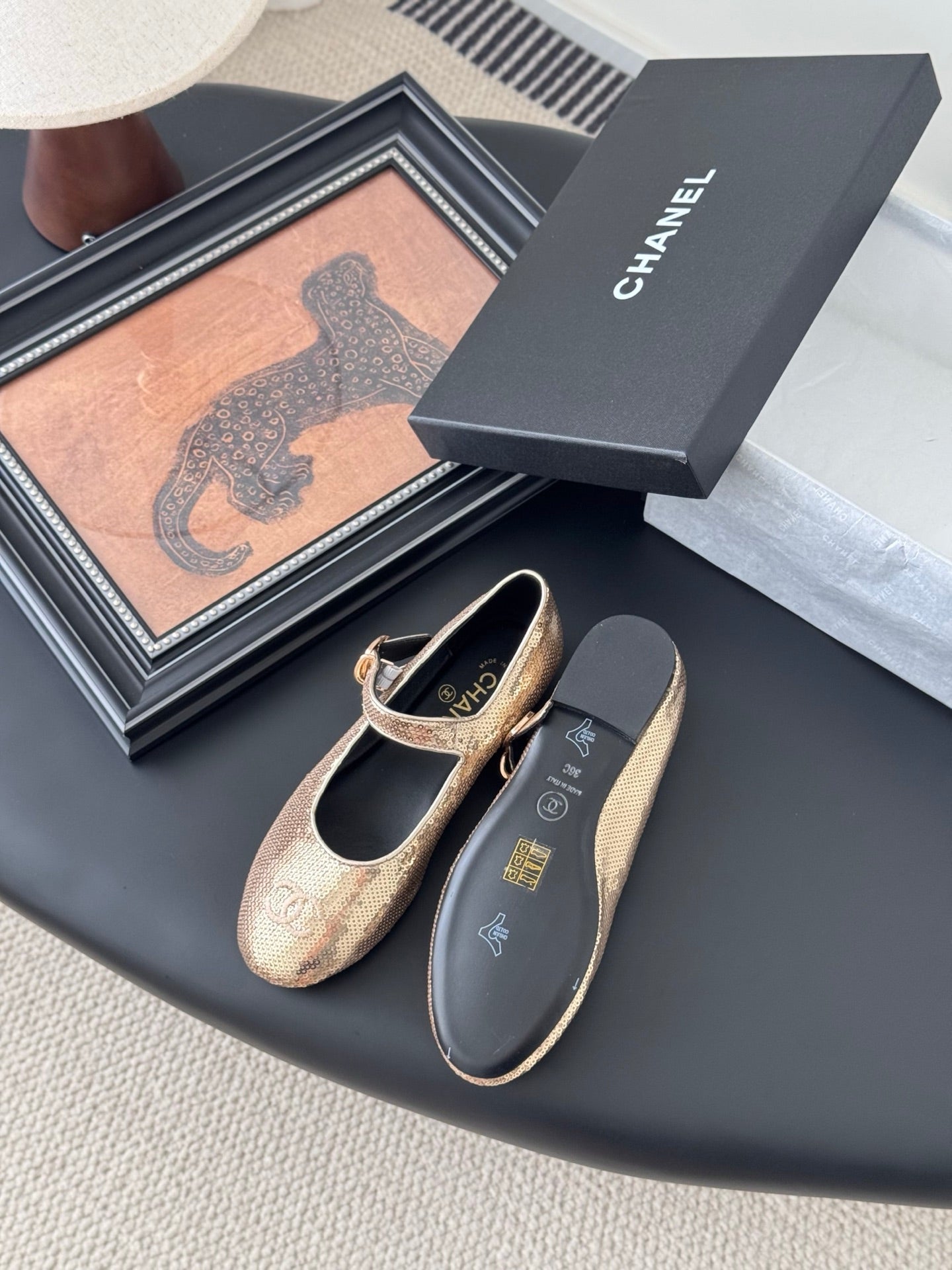 CHANEL BALLET IN GLITTER GOLDEN SEQUINS