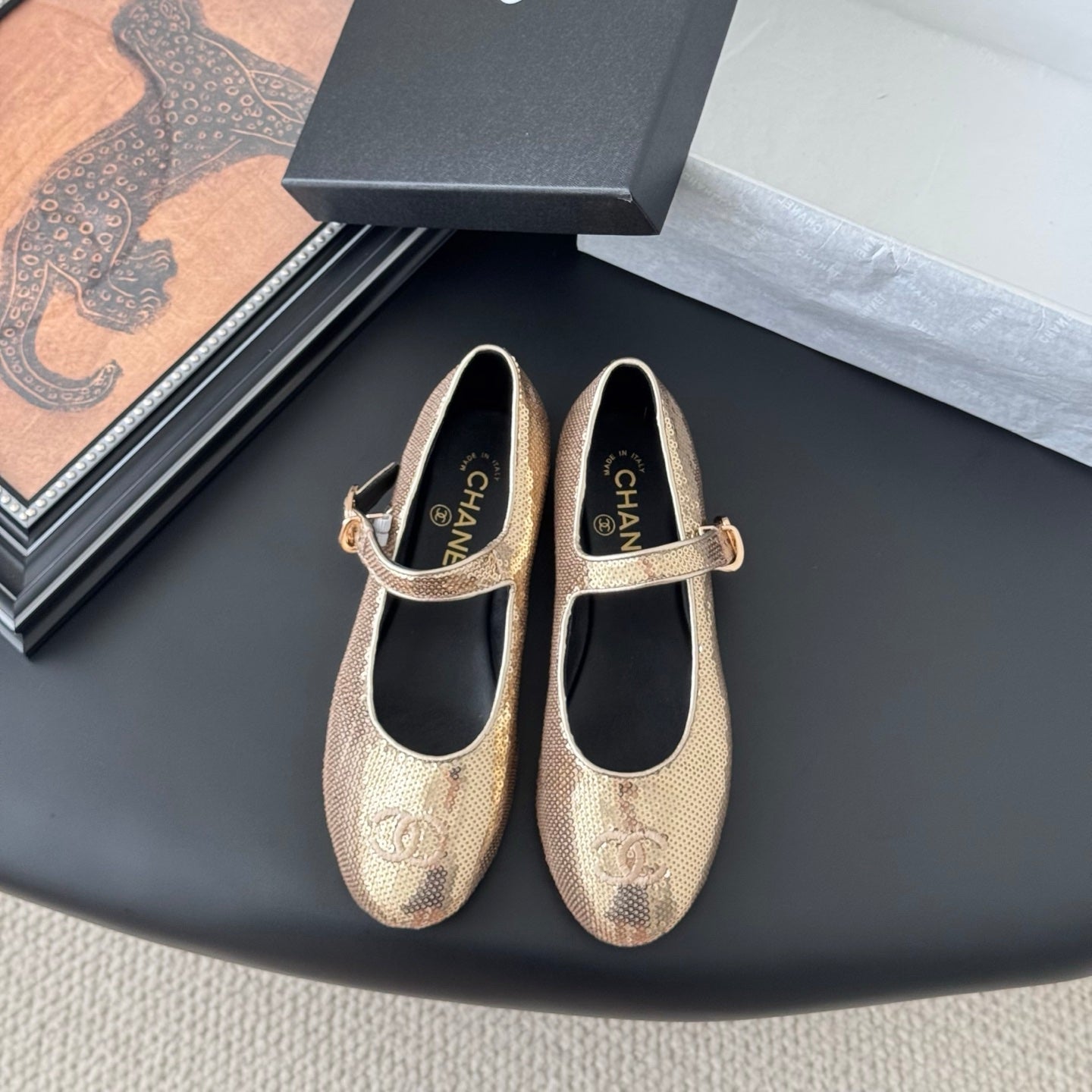 CHANEL BALLET IN GLITTER GOLDEN SEQUINS
