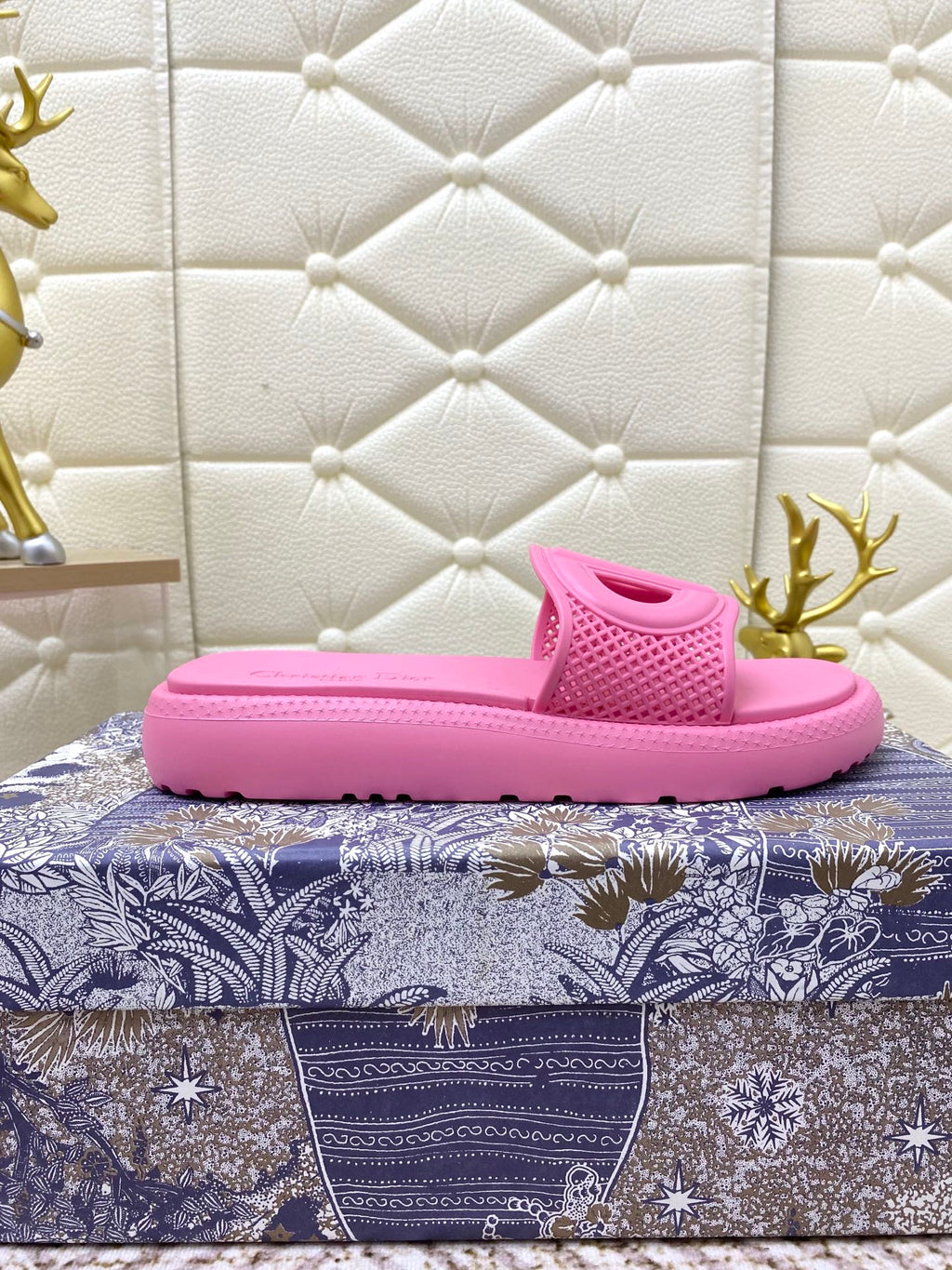 DIOR FLAT SLIDES 25S IN PINK TPU