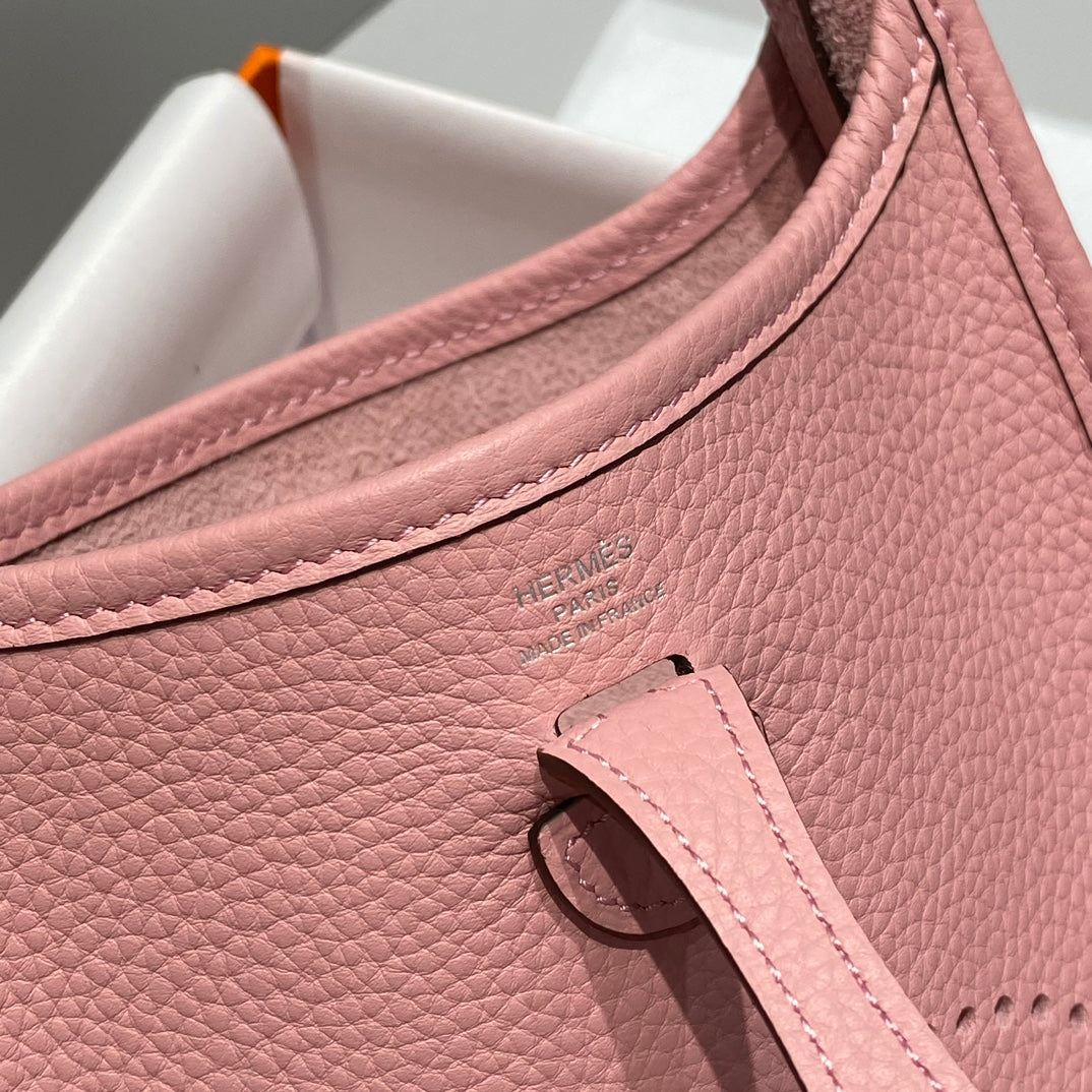 HERMES MINI NEO 18 EVELYNE BAG IN BABY PINK GRAINED CALFSKIN