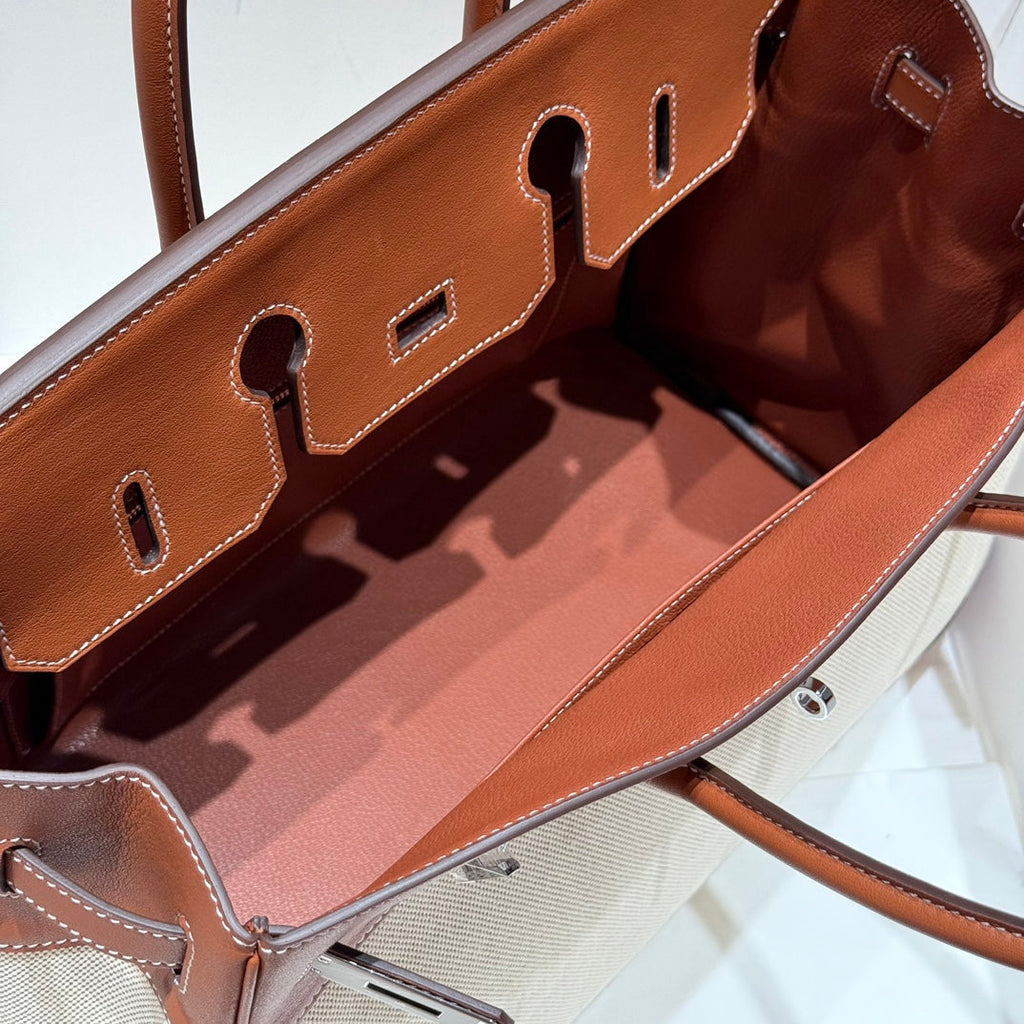 HERMES BIRKIN 30CM IN VEAU BARENIA SWIFT CALFSKIN ERCU TOILE CANVAS