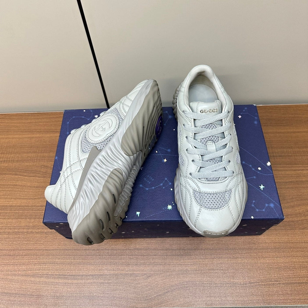 GUCCI Ripple Leather Sneakers White Pearl